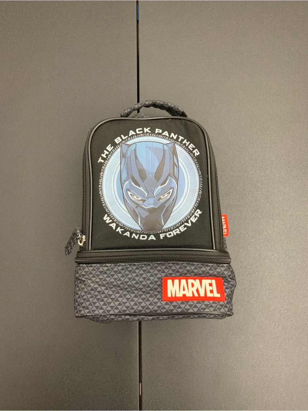 Marvel Black Lunch Bag with Blue Black Panther Graphic